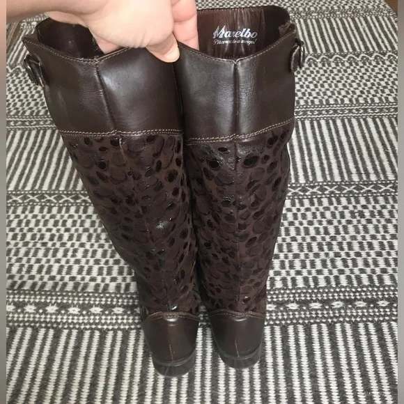 Sz 7🌹Leather Shearling Tall Boots Marelbo - Picture 6 of 16